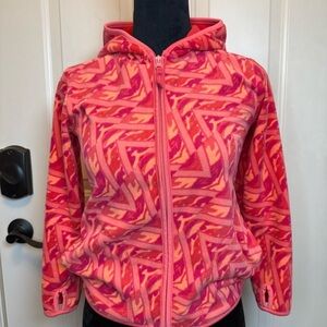 Slalom Youth Sz M 8 Bright Pink Peach Geometric Patterned Zip-Up Hoodie Fleece